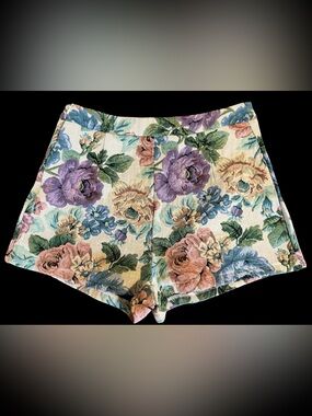 Floral Tapestry High Waist Shorts Womens M ~6-8 (No Size Tag) Cottagecore